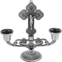 ikxaikno Silver Metallic Candle Holders - Religious-Inspired Elegant Candle Stands, Perfect for Spiritual Ceremonies or Home Décor