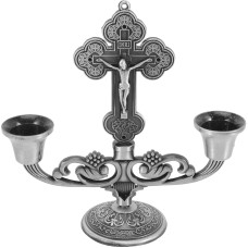 ikxaikno Silver Metallic Candle Holders - Religious-Inspired Elegant Candle Stands, Perfect for Spiritual Ceremonies or Home Décor