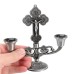 ikxaikno Silver Metallic Candle Holders - Religious-Inspired Elegant Candle Stands, Perfect for Spiritual Ceremonies or Home Décor